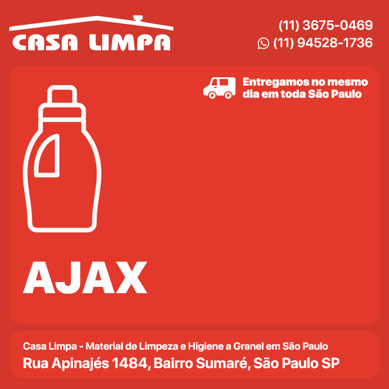 Ajax Casa Limpa em São Paulo. Entrega no mesmo dia. Rua Apinajés 1484, Sumaré.