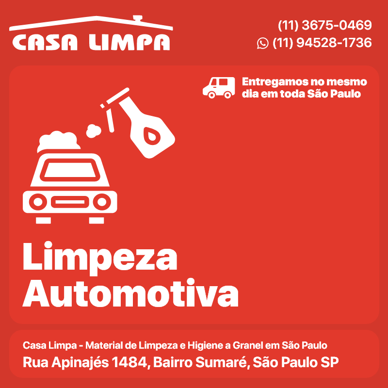Shampoo para Carro. Automotivo Casa Limpa em São Paulo. Entrega no mesmo dia. Rua Apinajés 1484, Sumaré.