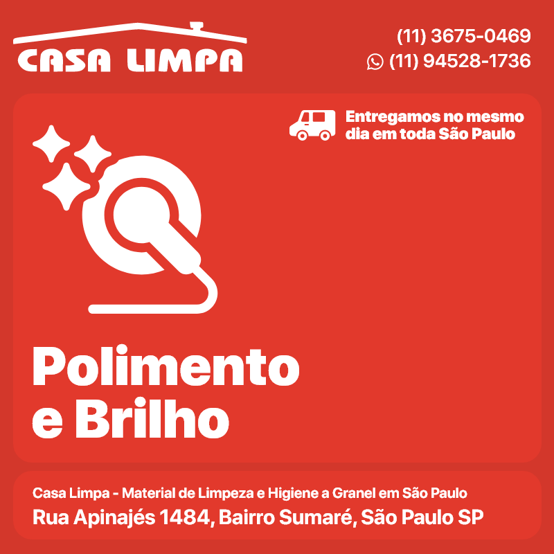 Pasta de Brilho 500g. Polimento e Brilho Casa Limpa em São Paulo. Entrega no mesmo dia. Rua Apinajés 1484, Sumaré.