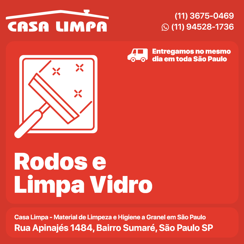 Rodo. Rodos e Limpa Vidro Casa Limpa em São Paulo. Entrega no mesmo dia. Rua Apinajés 1484, Sumaré.