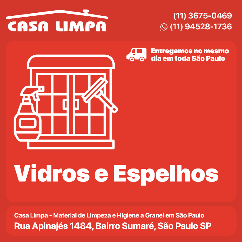 Limpa Vidro. Vidros e Espelhos Casa Limpa em São Paulo. Entrega no mesmo dia. Rua Apinajés 1484, Sumaré.