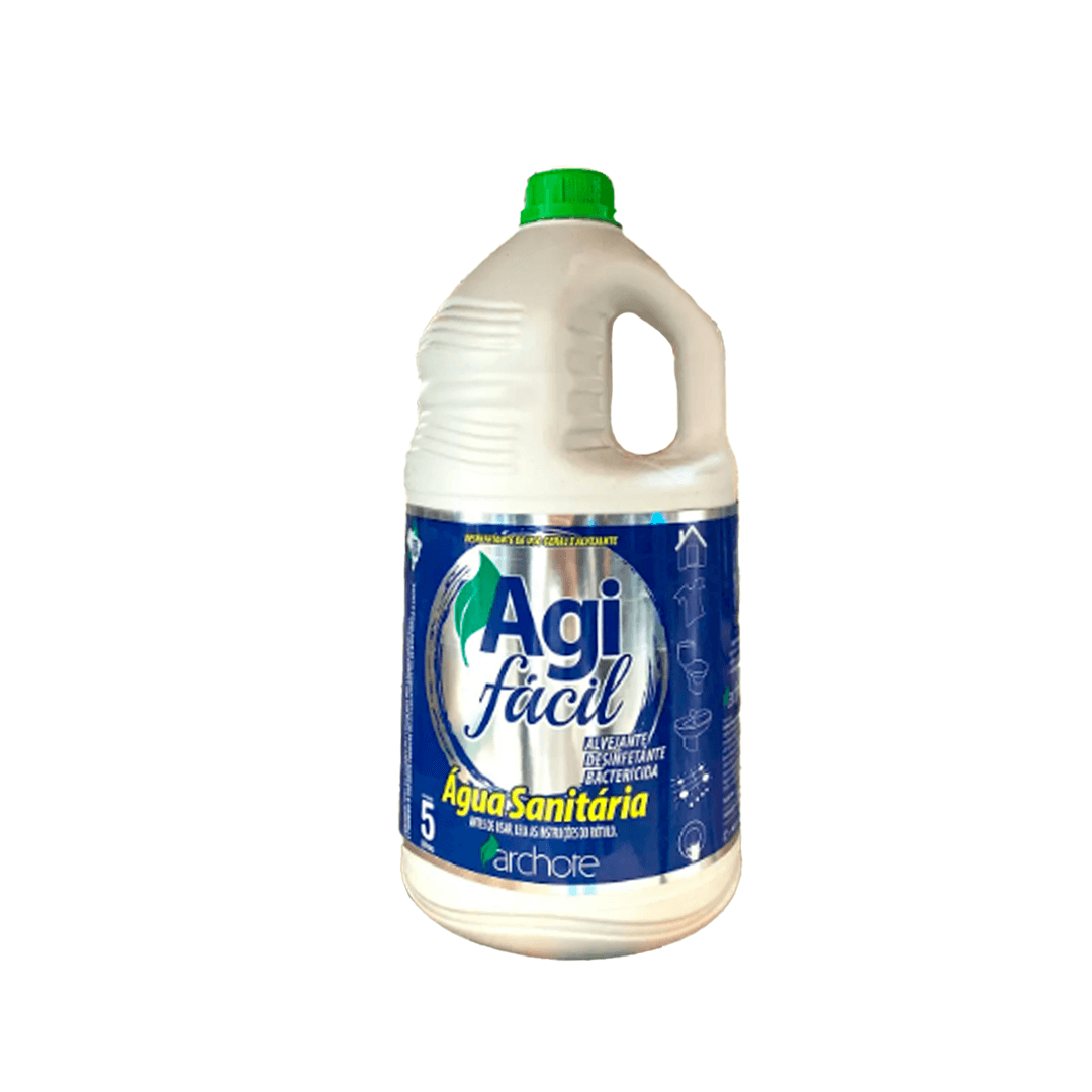 Água Sanitária Cloro Ativo 2,0 a 2,5% Agi Fácil Archote 5 Litros. Categoria Produtos de Limpeza. Subcategoria Água Sanitária. Marca Archote. Quantidade 5L. Casa Limpa em São Paulo, Rua Apinajés 1484, Sumaré.