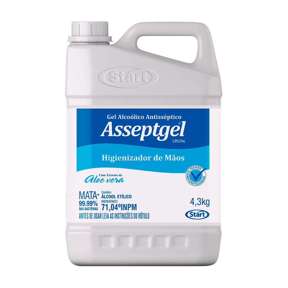 Álcool em Gel 70% Asseptgel Cristal 4,3kg. Categoria Higiene e Cuidados. Subcategoria Álcool em Gel. Marca Asseptgel. Quantidade 4,3kg. Casa Limpa em São Paulo, Rua Apinajés 1484, Sumaré.
