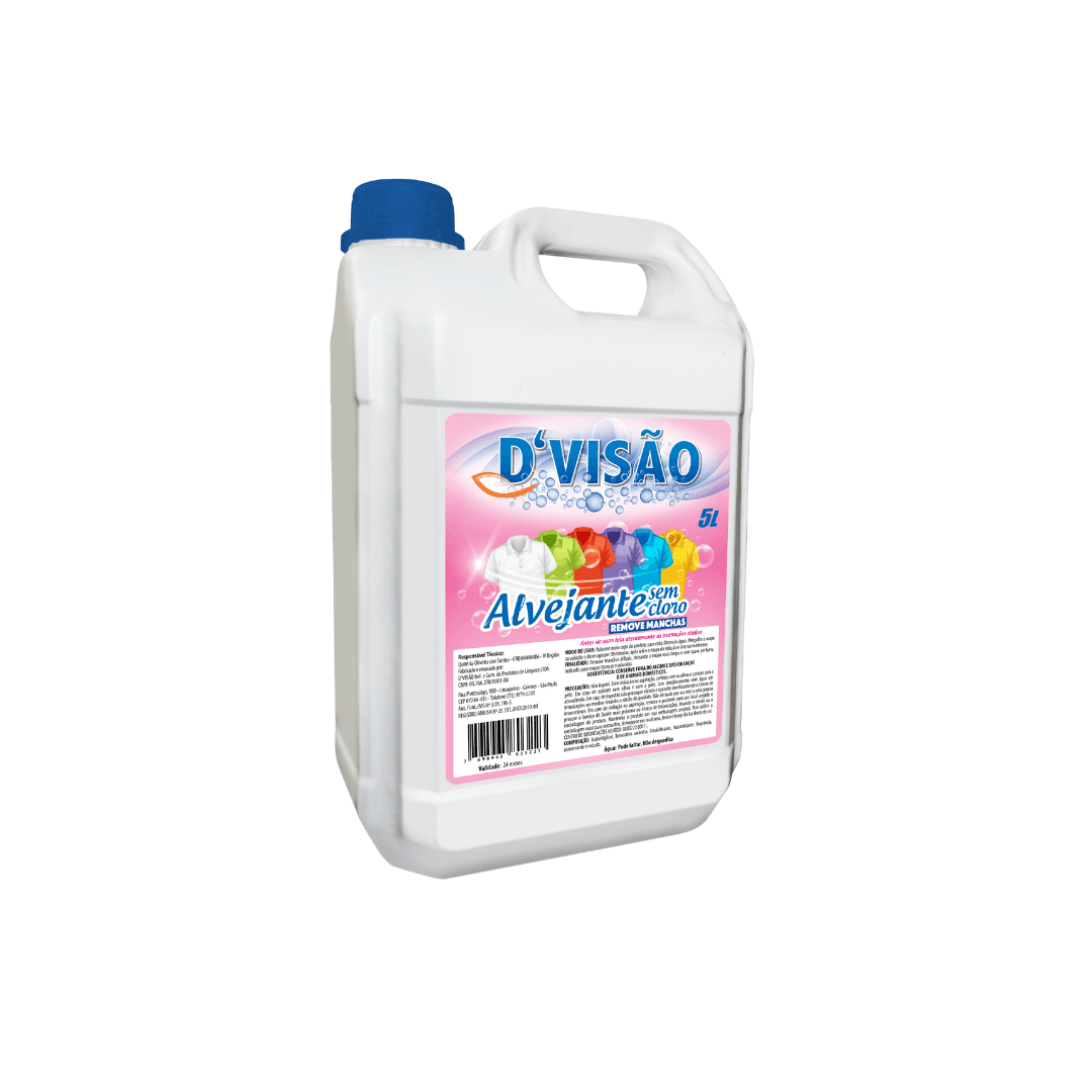 Alvejante Sem Cloro Dvisão 5L Indicado para Remoção de Manchas de Roupas. Categoria Produtos de Limpeza. Subcategoria Alvejante. Marca D visão. Quantidade 5L. Casa Limpa em São Paulo, Rua Apinajés 1484, Sumaré.