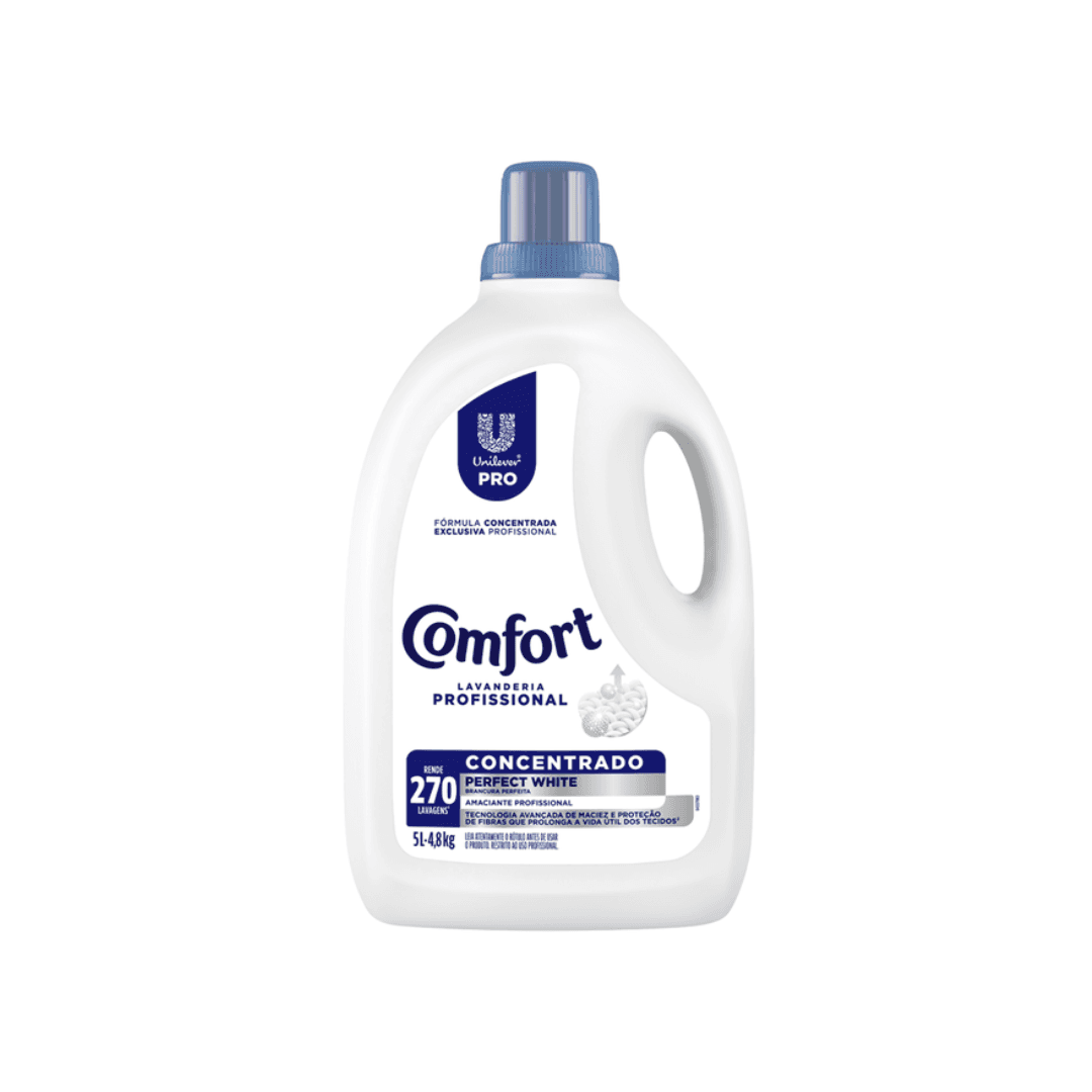 Amaciante Comfort Concentrado Perfect White. Categoria Produtos de Limpeza. Subcategoria Amaciante. Marca Comfort. Quantidade 5 Litros . Casa Limpa em São Paulo, Rua Apinajés 1484, Sumaré.