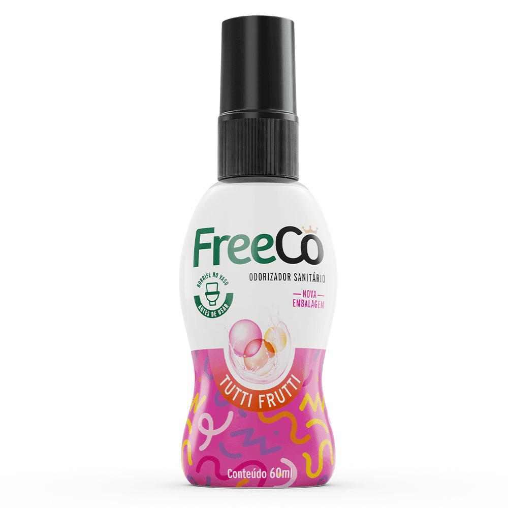 Bloqueador de Odores Sanitários Tutti Fruti 60ml. Categoria Higiene e Cuidados. Subcategoria Bloqueador de Odores. Marca Freeco. Quantidade 60ml. Casa Limpa em São Paulo, Rua Apinajés 1484, Sumaré.