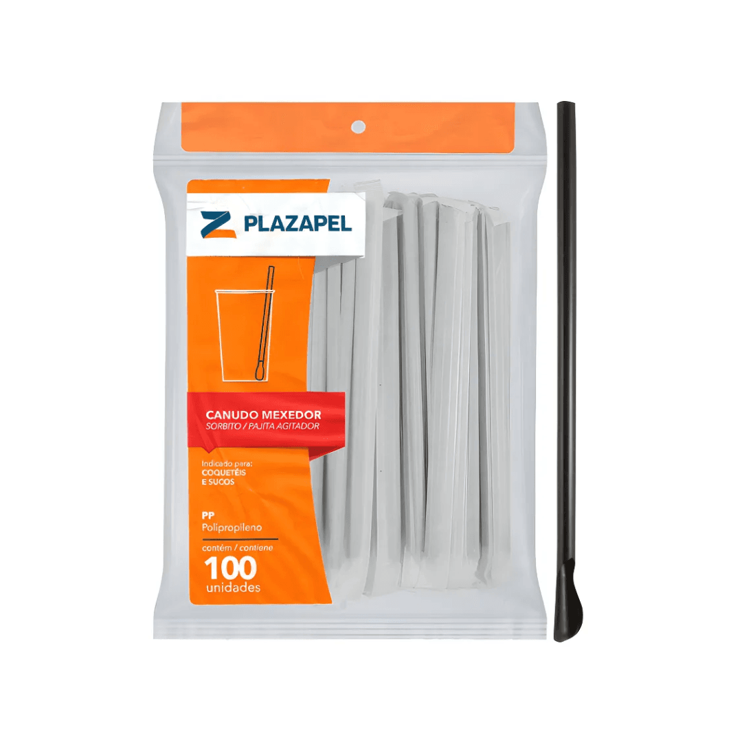 Canudo Mexedor Plazapel Preto. Categoria Descartáveis e Embalagens. Subcategoria Kit Verão. Marca Plazapel. Quantidade 200 Unidades. Casa Limpa em São Paulo, Rua Apinajés 1484, Sumaré.