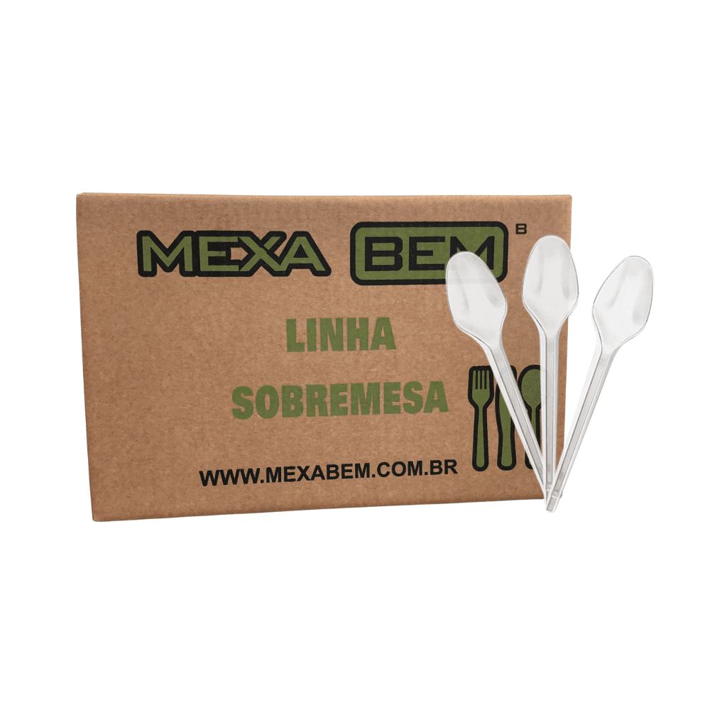 Colher 13,2cm Cristal para Sobremesa Mexa Bem - 1000 unidades. Categoria Descartáveis e Embalagens. Subcategoria Colher Descartável. Marca Mexa Bem. Quantidade 1000. Casa Limpa em São Paulo, Rua Apinajés 1484, Sumaré.