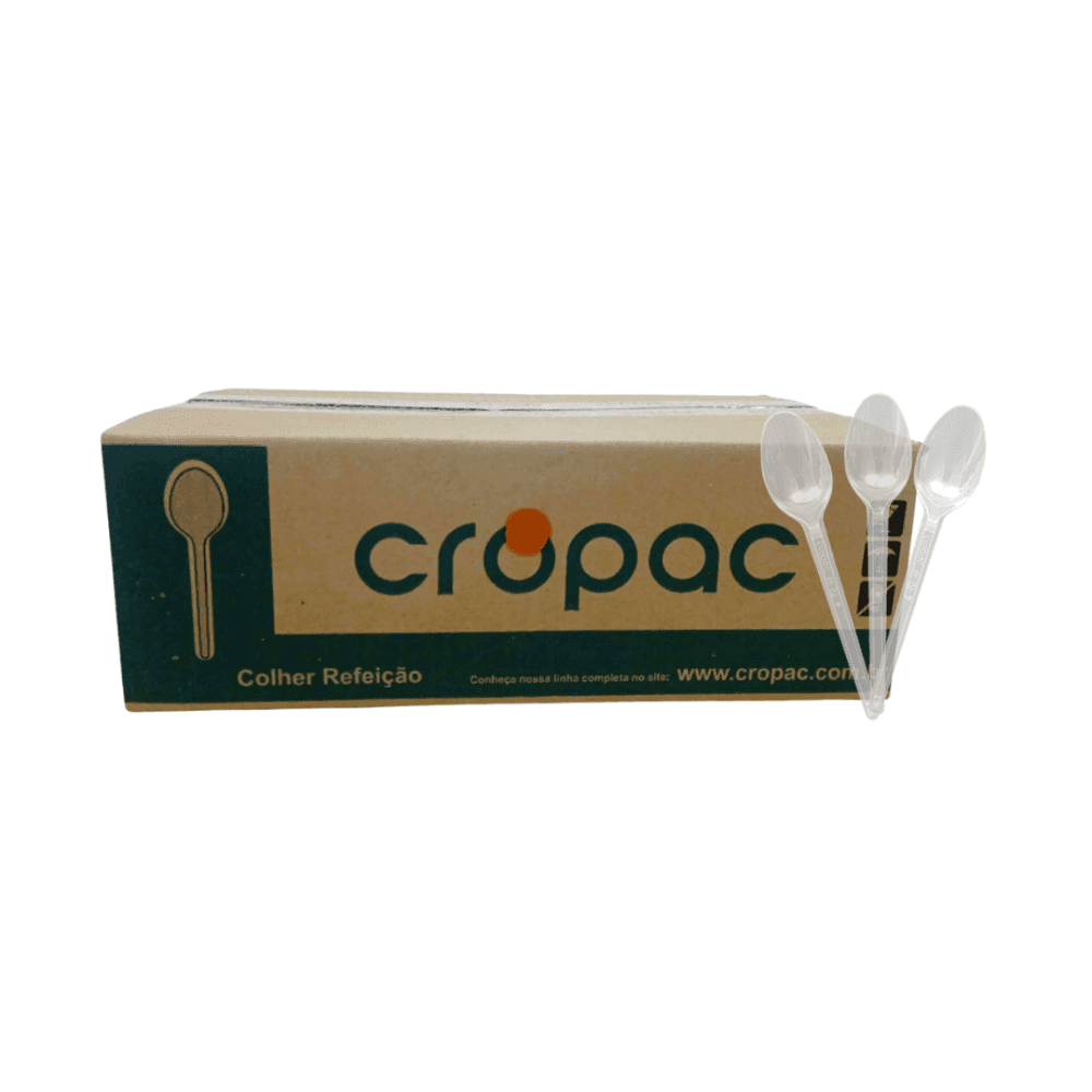 Colher 15,5 cm Cristal para Refeição Cropac 1000 unidades. Categoria Descartáveis e Embalagens. Subcategoria Colher Descartável. Marca Cropac. Quantidade 1000. Casa Limpa em São Paulo, Rua Apinajés 1484, Sumaré.