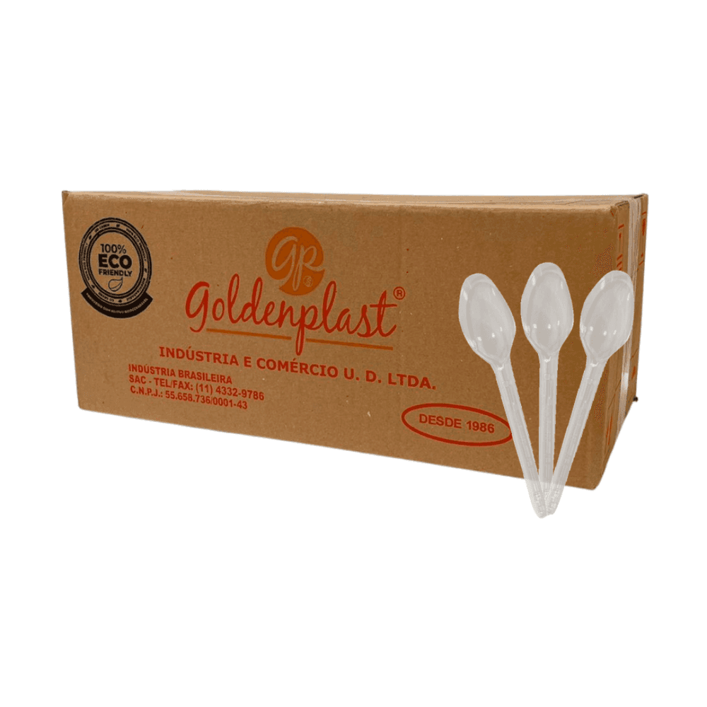 Colher 15,5cm Cristal para Refeição Goldenplast 1000 unidades - Granel. Categoria Descartáveis e Embalagens. Subcategoria Colher Descartável. Marca Goldenplast. Quantidade 1000. Casa Limpa em São Paulo, Rua Apinajés 1484, Sumaré.
