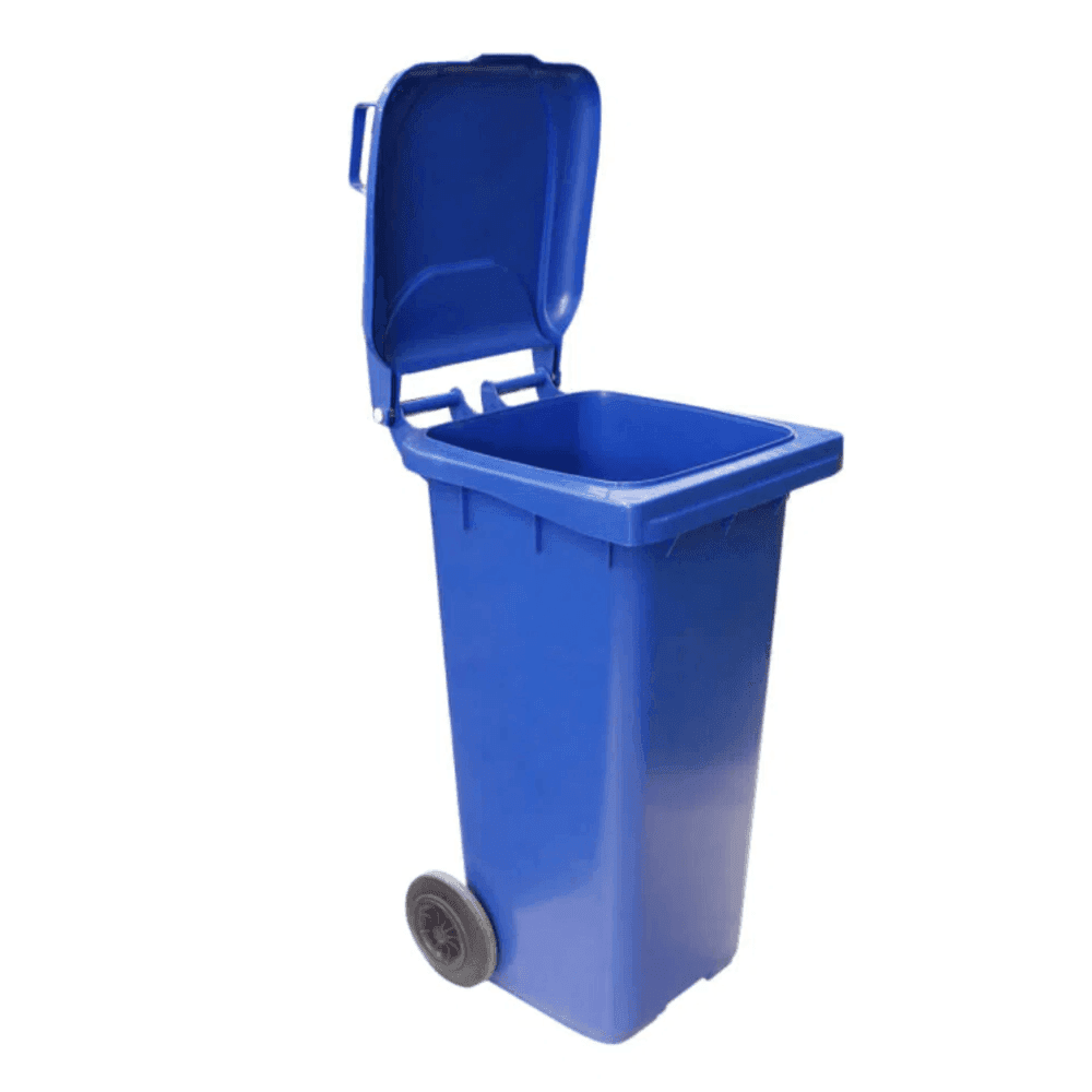 Contentor 120L com Rodas e Tampa Azul JSN C120A. Categoria Comércio e Indústria. Subcategoria Lixeiras. Marca JSN. Quantidade 1. Casa Limpa em São Paulo, Rua Apinajés 1484, Sumaré.