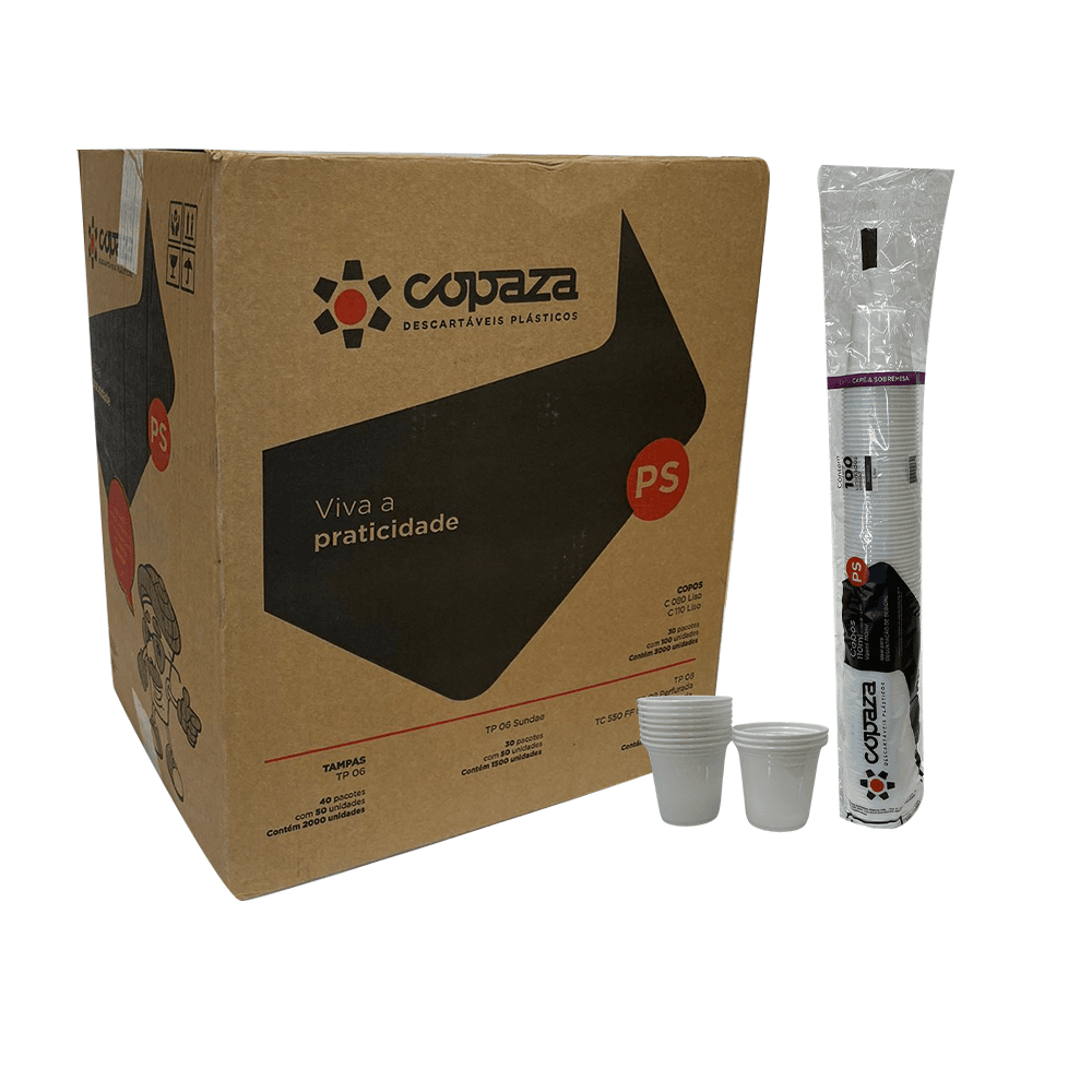 Copo 110ml Branco Liso PS Copaza 3.000 unidades. Categoria Descartáveis e Embalagens. Subcategoria Copos Descartáveis. Marca Copaza. Quantidade 3000. Casa Limpa em São Paulo, Rua Apinajés 1484, Sumaré.