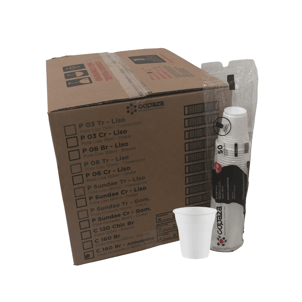 Copo 160ml Branco para Máquina de Café Antiestático Copaza 1.500 unidades. Categoria Descartáveis e Embalagens. Subcategoria Copos Descartáveis. Marca Copaza. Quantidade 1.500 unidades. Casa Limpa em São Paulo, Rua Apinajés 1484, Sumaré.