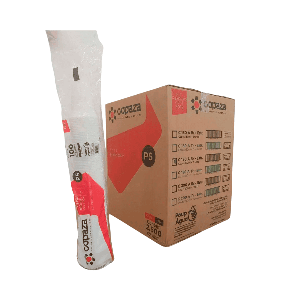 Copo 180ml Branco ABNT 2012 Copaza 2500 unidades. Categoria Descartáveis e Embalagens. Subcategoria Copos Descartáveis. Marca Copaza. Quantidade 2.500 unidades. Casa Limpa em São Paulo, Rua Apinajés 1484, Sumaré.
