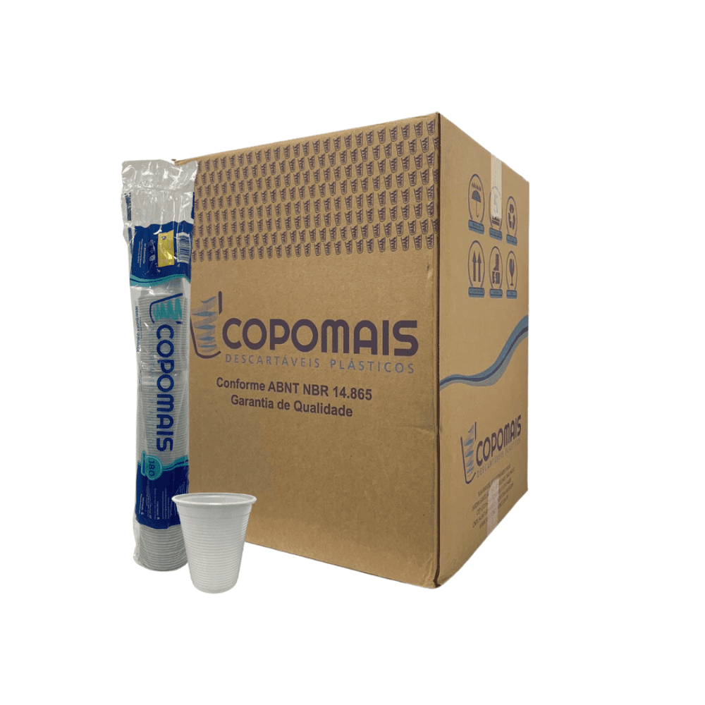 Copo 180ml Branco PS Copomais 2.500 unidades. Categoria Descartáveis e Embalagens. Subcategoria Copos Descartáveis. Marca Copomais. Quantidade 2500. Casa Limpa em São Paulo, Rua Apinajés 1484, Sumaré.