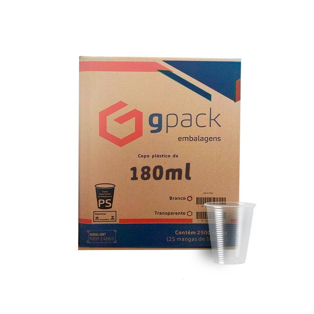 Copo 180ml Gpack Transparente PS. Categoria Descartáveis e Embalagens. Subcategoria Copos Descartáveis. Marca Gpack. Quantidade 180ml. Casa Limpa em São Paulo, Rua Apinajés 1484, Sumaré.