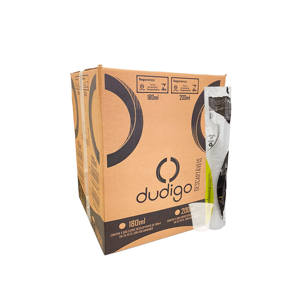 Copo 180ml Transparente PS 2.500 unidades. Categoria Descartáveis e Embalagens. Subcategoria Copos Descartáveis. Marca Dudigo. Quantidade 2500. Casa Limpa em São Paulo, Rua Apinajés 1484, Sumaré.