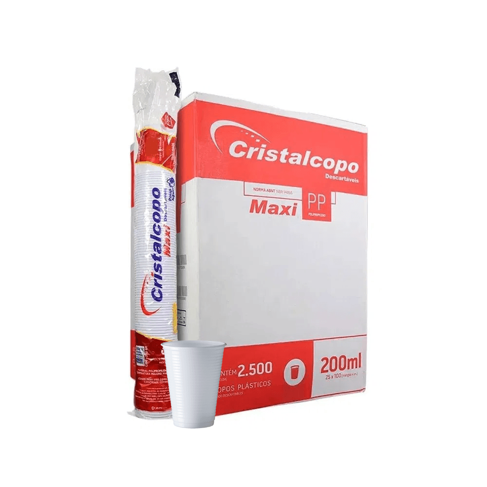Copo 200ml Branco PP Cristalcopo Maxi 2.500 unidades. Categoria Descartáveis e Embalagens. Subcategoria Copos Descartáveis. Marca Cristalcopo. Quantidade 2500. Casa Limpa em São Paulo, Rua Apinajés 1484, Sumaré.