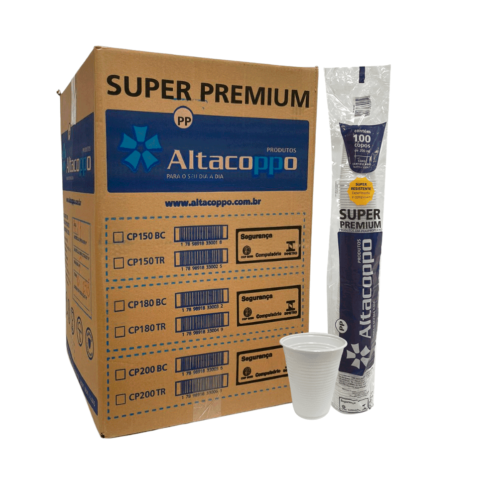 Copo 200ml Branco PP Altacoppo 2.500 unidades. Categoria Descartáveis e Embalagens. Subcategoria Copos Descartáveis. Marca Altacoppo. Quantidade 2500. Casa Limpa em São Paulo, Rua Apinajés 1484, Sumaré.