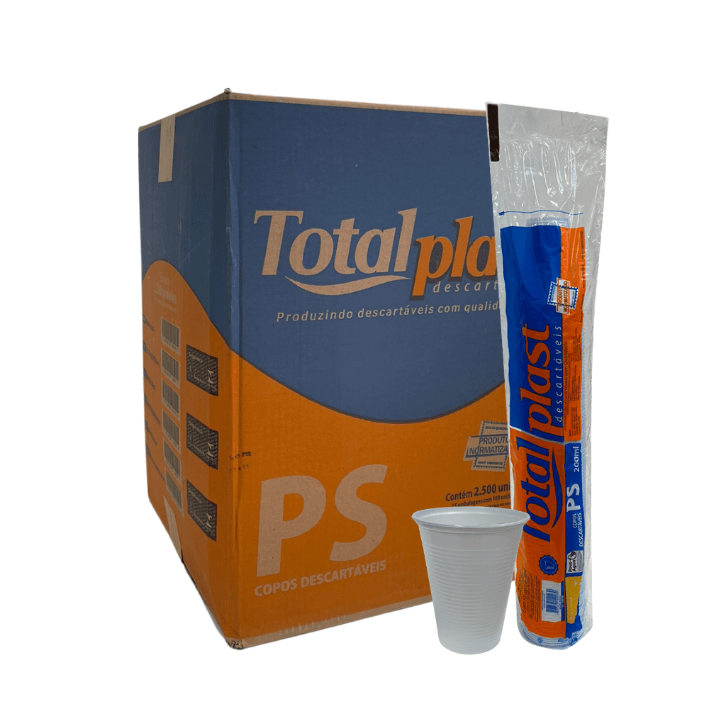 Copo 200ml Branco TotalPlast 2.500 unidades. Categoria Descartáveis e Embalagens. Subcategoria Copos Descartáveis. Marca Totalplast. Quantidade 2.500 unidades. Casa Limpa em São Paulo, Rua Apinajés 1484, Sumaré.
