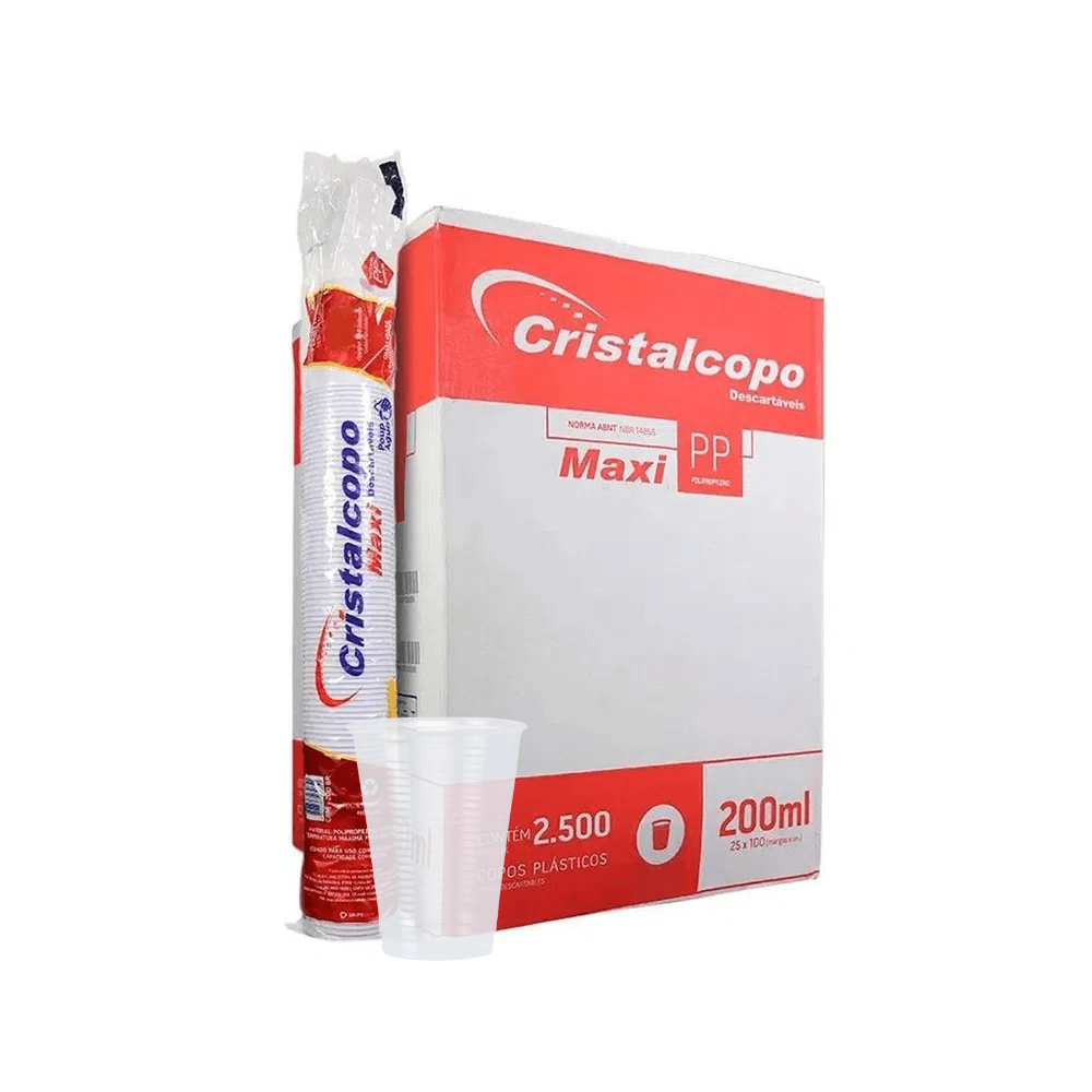 Copo 200ml Transparente PP Cristalcopo Maxi 2.500 unidades. Categoria Descartáveis e Embalagens. Subcategoria Copos Descartáveis. Marca Cristalcopo. Quantidade 2500. Casa Limpa em São Paulo, Rua Apinajés 1484, Sumaré.