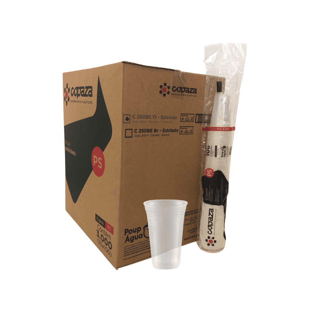 Copo 250ml ABNT PS Translúcido Copaza 3.000 unidades. Categoria Descartáveis e Embalagens. Subcategoria Copos Descartáveis. Marca Copaza. Quantidade 3000. Casa Limpa em São Paulo, Rua Apinajés 1484, Sumaré.