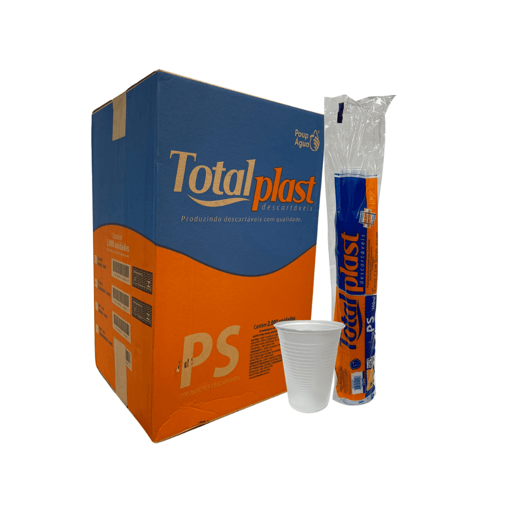 Copo 300ml Branco PS Totalplast 2.000 unidades. Categoria Descartáveis e Embalagens. Subcategoria Copos Descartáveis. Marca Totalplast. Quantidade 2000. Casa Limpa em São Paulo, Rua Apinajés 1484, Sumaré.