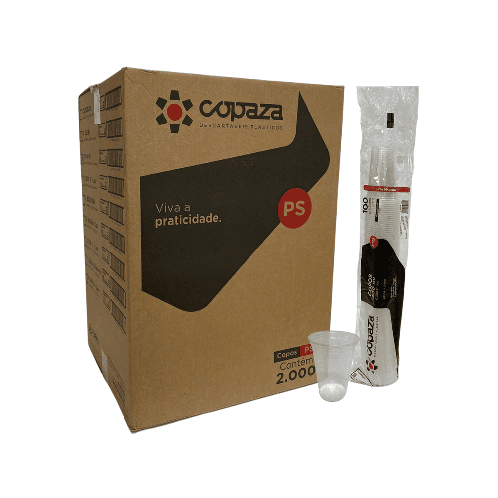 Copo 300ml Translúcido Liso PS Copaza 2.000 unidades. Categoria Descartáveis e Embalagens. Subcategoria Copos Descartáveis. Marca Copaza. Quantidade 2000. Casa Limpa em São Paulo, Rua Apinajés 1484, Sumaré.