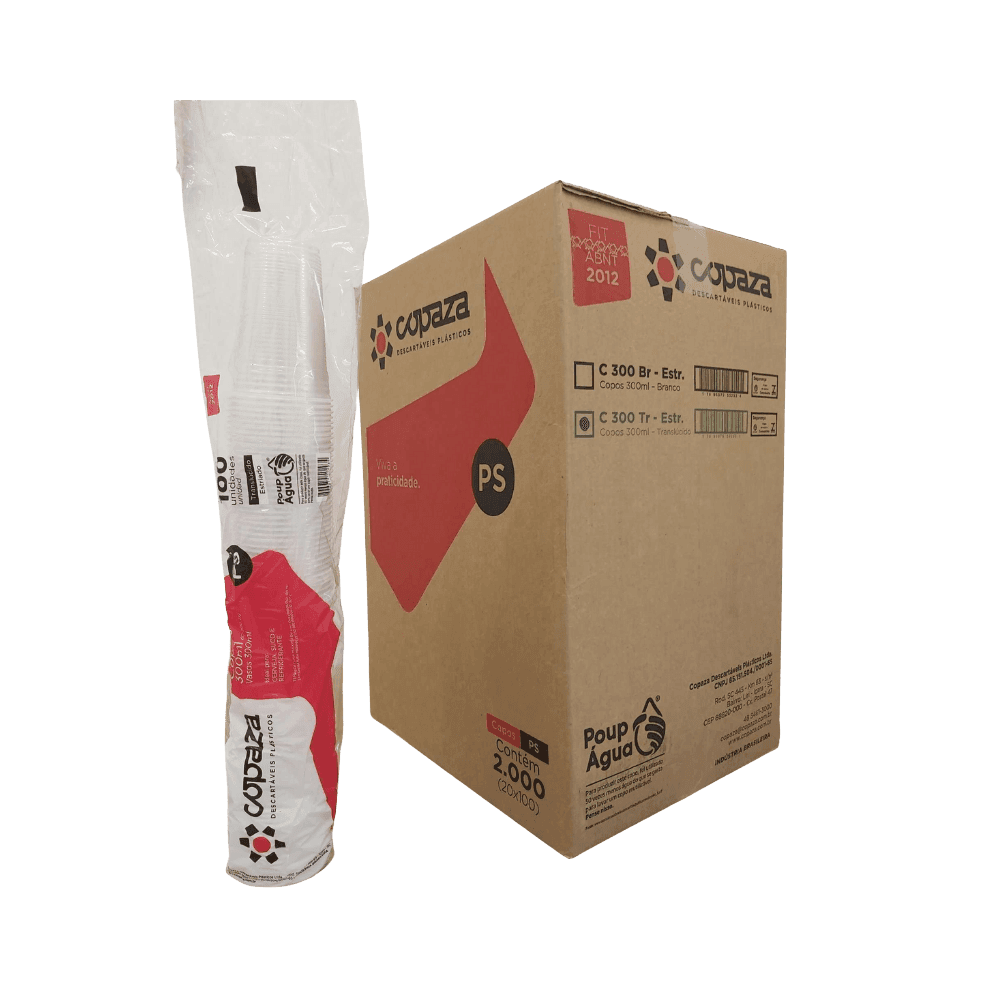 Copo 300ml Translúcido PS Copaza 2.000 unidades. Categoria Descartáveis e Embalagens. Subcategoria Copos Descartáveis. Marca Copaza. Quantidade 2000. Casa Limpa em São Paulo, Rua Apinajés 1484, Sumaré.