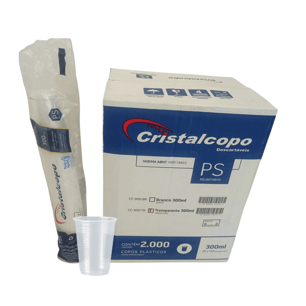 Copo 300ml Transparente PS Cristalcopo 2.000 unidades. Categoria Descartáveis e Embalagens. Subcategoria Copos Descartáveis. Marca Cristalcopo. Quantidade 2000. Casa Limpa em São Paulo, Rua Apinajés 1484, Sumaré.