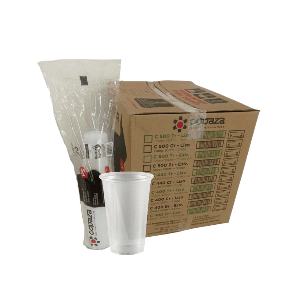 Copo 440ml Translúcido Liso PS Copaza 1.000 unidades. Categoria Descartáveis e Embalagens. Subcategoria Copos Descartáveis. Marca Copaza. Quantidade 1000. Casa Limpa em São Paulo, Rua Apinajés 1484, Sumaré.