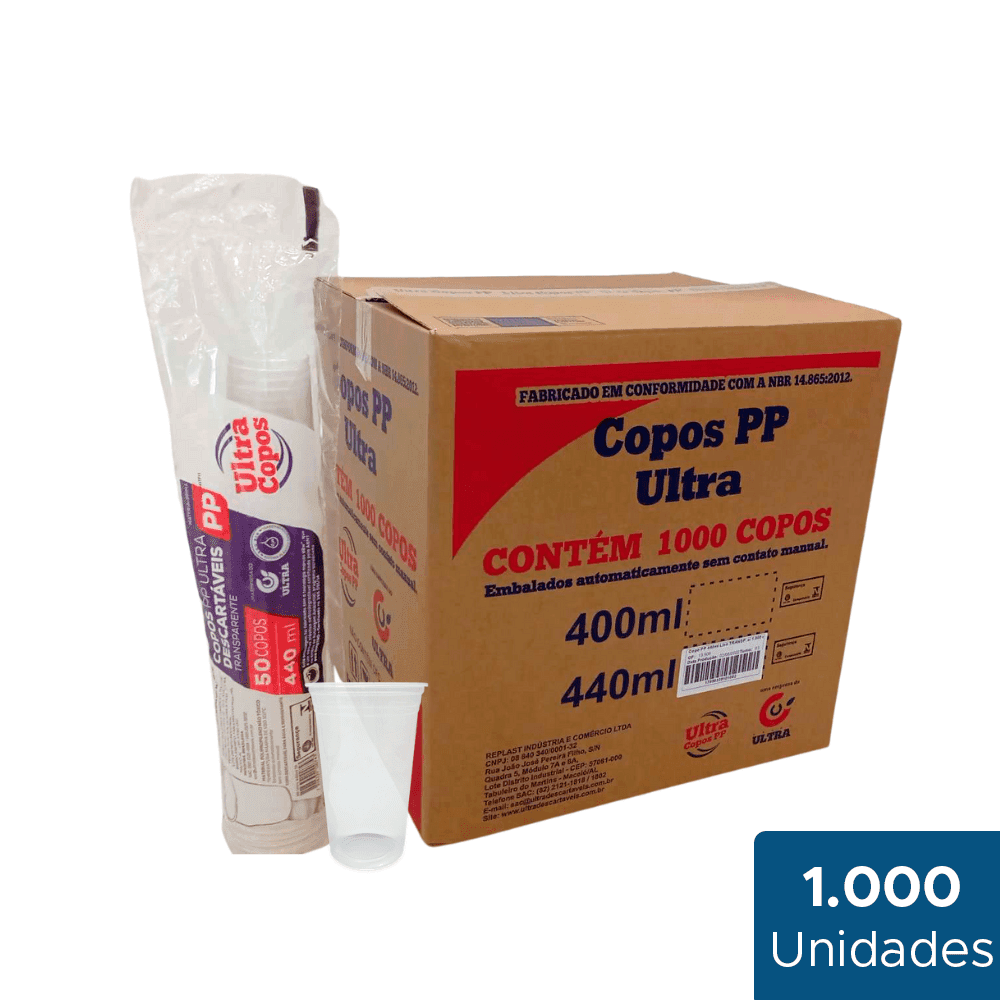 Copo 440ml Transparente PP Liso Ultra 1.000 unidades. Categoria Descartáveis e Embalagens. Subcategoria Copos Descartáveis. Marca Ultra. Quantidade 1000. Casa Limpa em São Paulo, Rua Apinajés 1484, Sumaré.