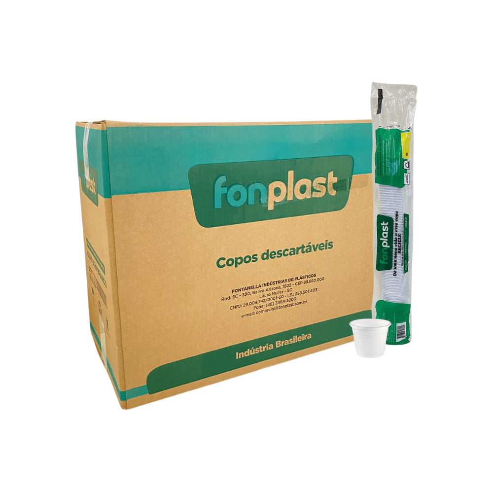 Copo 50ml Branco PS Fonplast 5000 unidades. Categoria Descartáveis e Embalagens. Subcategoria Descartáveis. Marca Fonplast. Quantidade 5000. Casa Limpa em São Paulo, Rua Apinajés 1484, Sumaré.