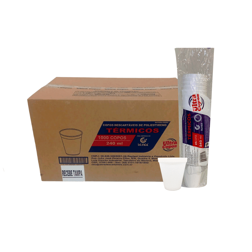 Copo de Isopor 240ml Térmico Linha Replast Ultra 1.000 unidades. Categoria Descartáveis e Embalagens. Subcategoria Copos Descartáveis. Marca Replast. Quantidade 1000. Casa Limpa em São Paulo, Rua Apinajés 1484, Sumaré.