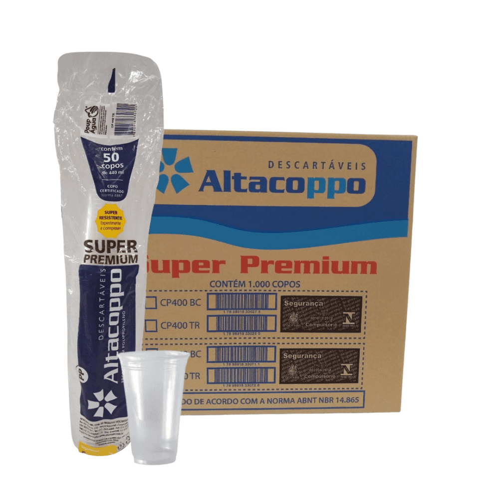 Copo Descartável Transparente Liso 440ml PP Altacoppo 1.000 unidades. Categoria Descartáveis e Embalagens. Subcategoria Copos Descartáveis. Marca Altacoppo. Quantidade 1000. Casa Limpa em São Paulo, Rua Apinajés 1484, Sumaré.