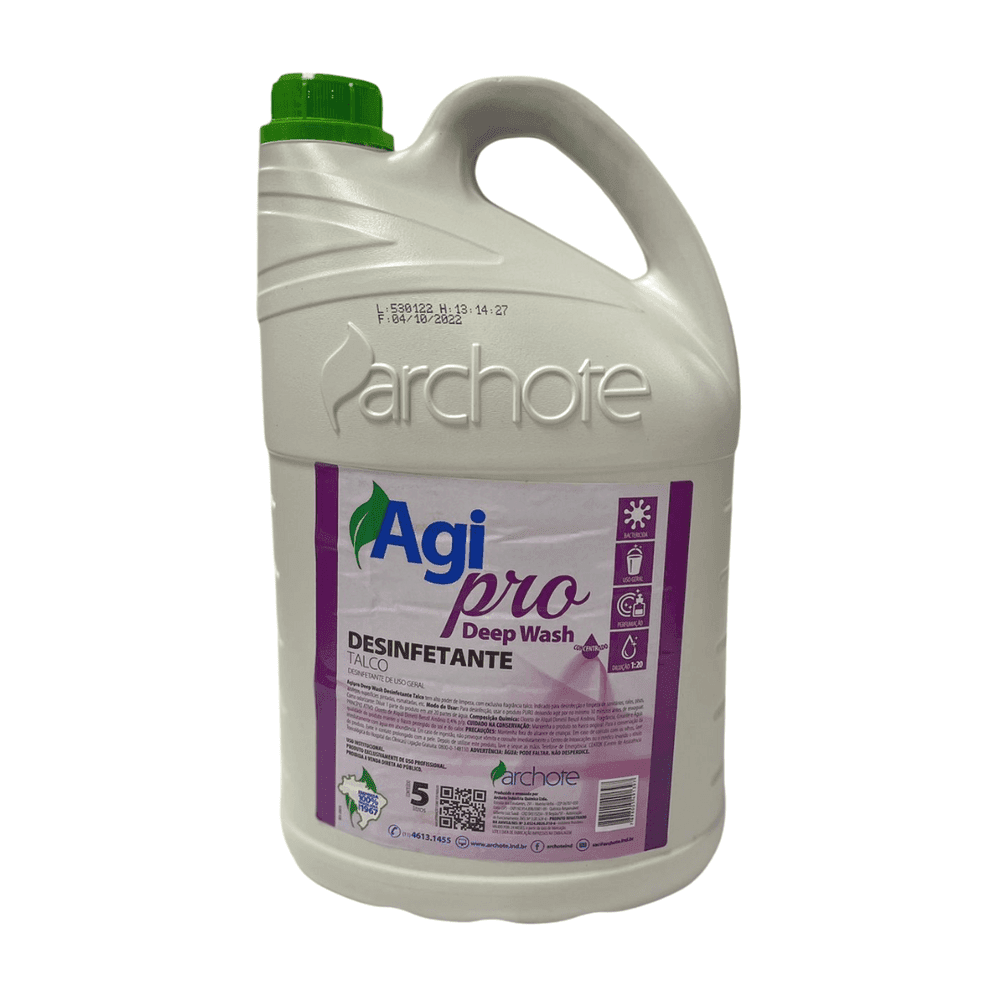 Desinfetante Concentrado Talco Agipro Deep Wash 5L. Categoria Produtos de Limpeza. Subcategoria Desinfetantes. Marca Agipro Deep Wash. Quantidade 5L. Casa Limpa em São Paulo, Rua Apinajés 1484, Sumaré.