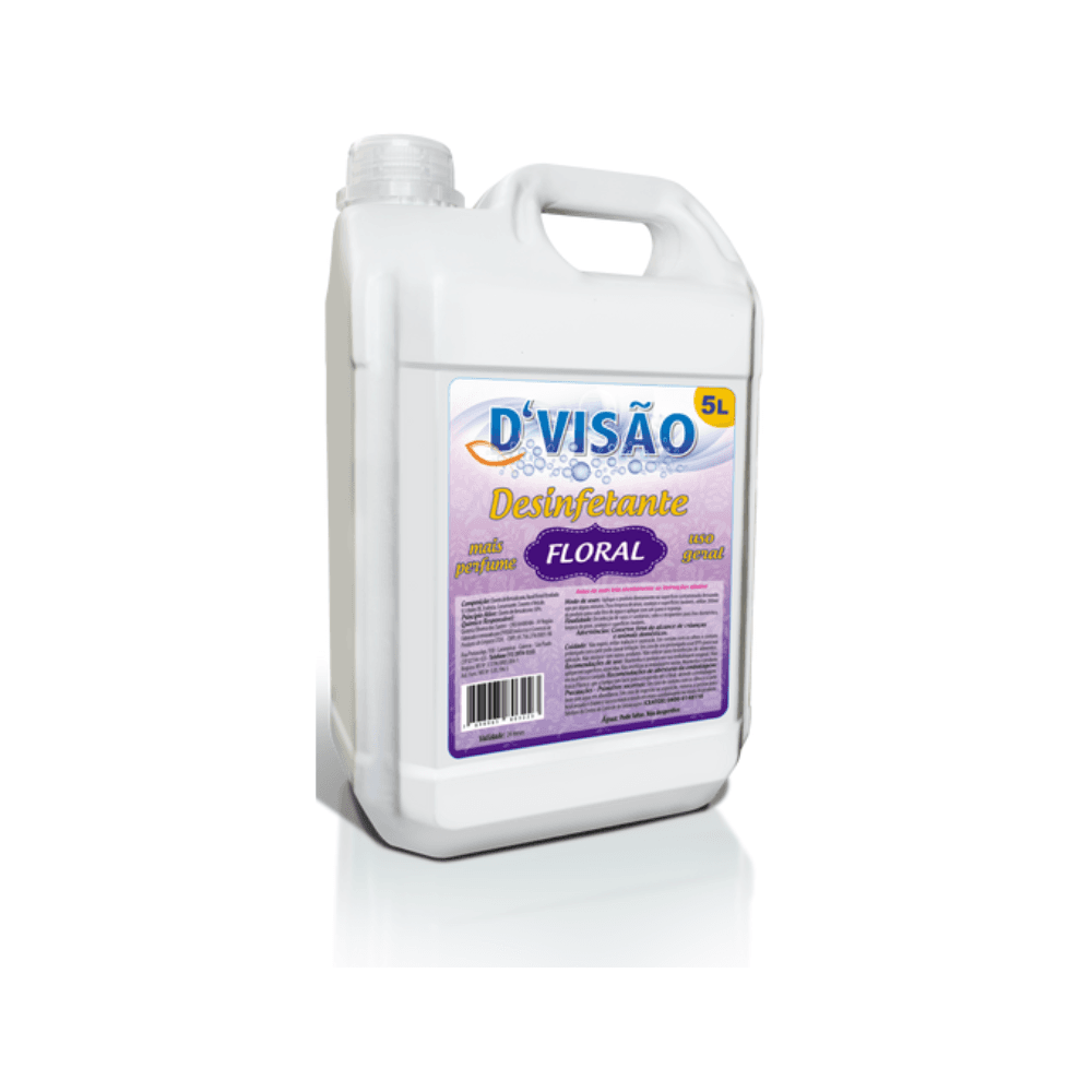 Desinfetante Floral Dvisão 5L. Categoria Produtos de Limpeza. Subcategoria Desinfetantes. Marca D visão. Quantidade 5L. Casa Limpa em São Paulo, Rua Apinajés 1484, Sumaré.
