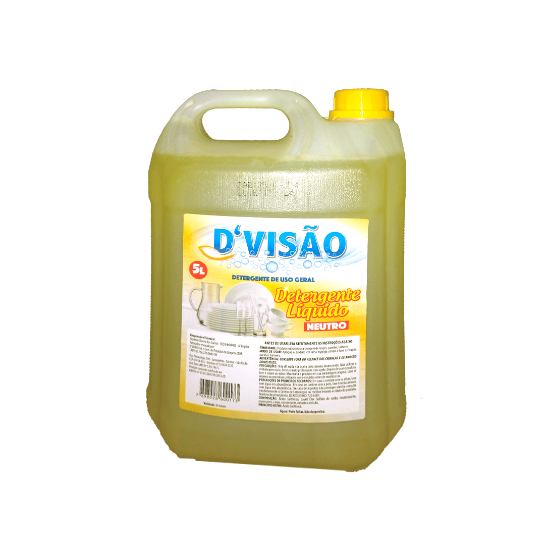 Detergente Neutro Dvisão 5L. Categoria Produtos de Limpeza. Subcategoria Detergentes. Marca D visão. Quantidade 5 Litros. Casa Limpa em São Paulo, Rua Apinajés 1484, Sumaré.