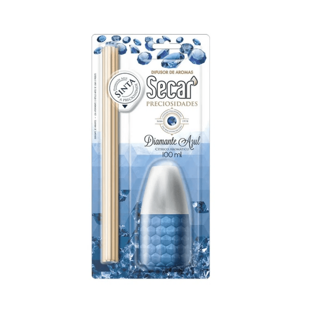 Difusor de Aromas Preciosidades Diamante Cítrico Aromático Azul Secar 100ml. Categoria Produtos de Limpeza. Subcategoria Difusor de Aromas. Marca Secar. Quantidade 100m. Casa Limpa em São Paulo, Rua Apinajés 1484, Sumaré.