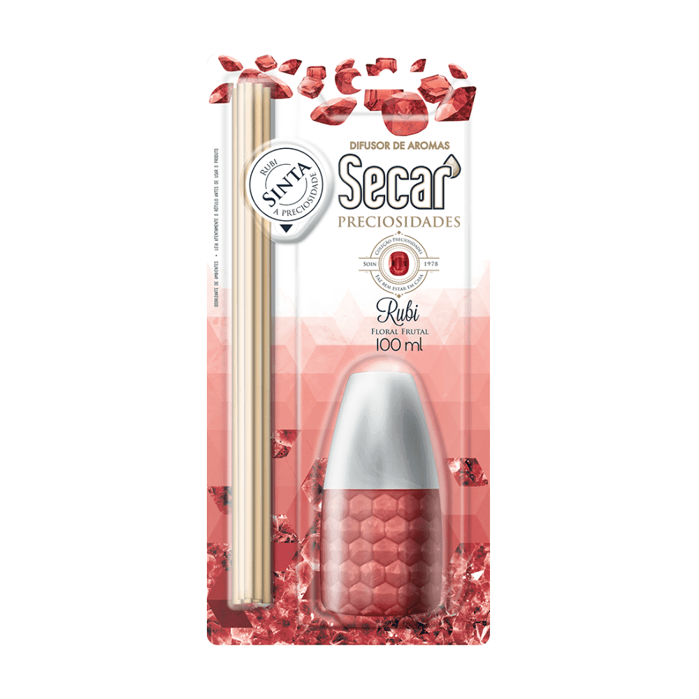 Difusor de Aromas Preciosidades Rubi Secar 100ml. Categoria Produtos de Limpeza. Subcategoria Difusor de Aromas. Marca Secar. Quantidade 100ml. Casa Limpa em São Paulo, Rua Apinajés 1484, Sumaré.