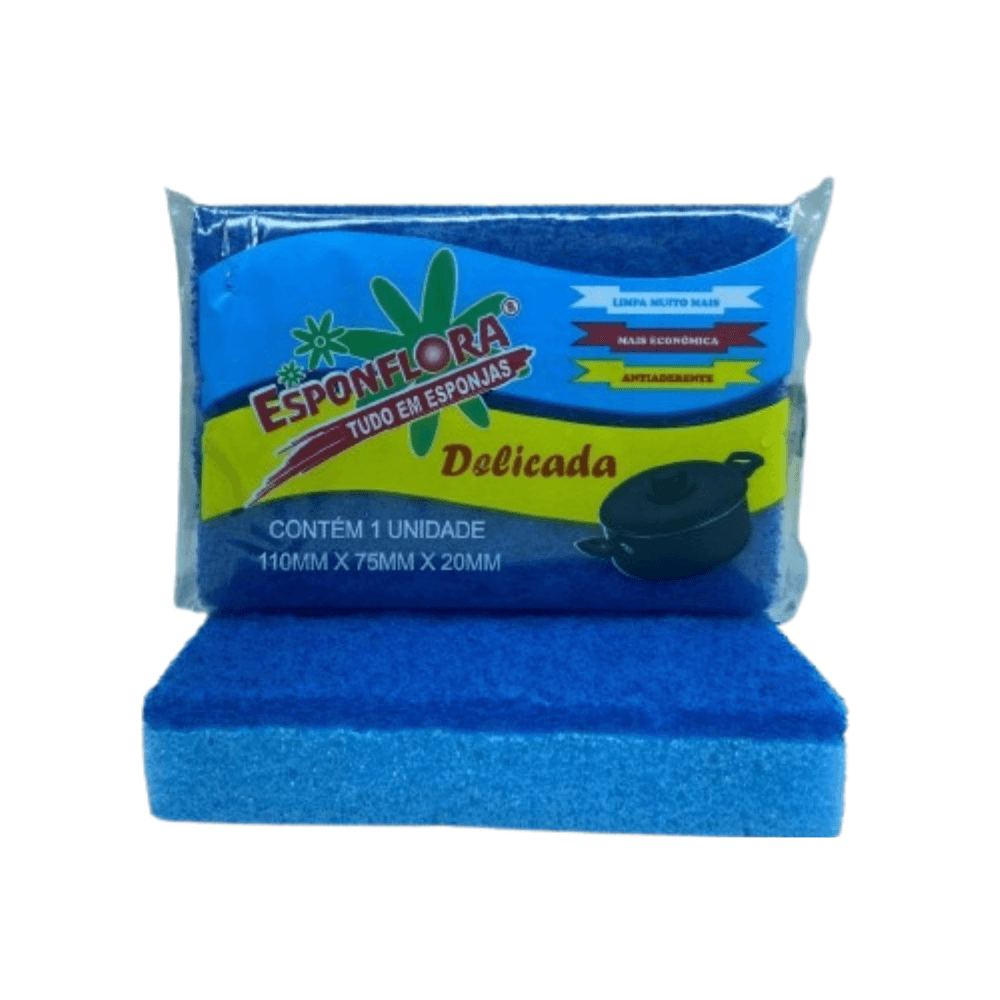 Esponja Antiaderente Esponflora Azul. Categoria Acessórios para Limpeza. Subcategoria Esponjas. Marca Esponflora. Quantidade 1. Casa Limpa em São Paulo, Rua Apinajés 1484, Sumaré.