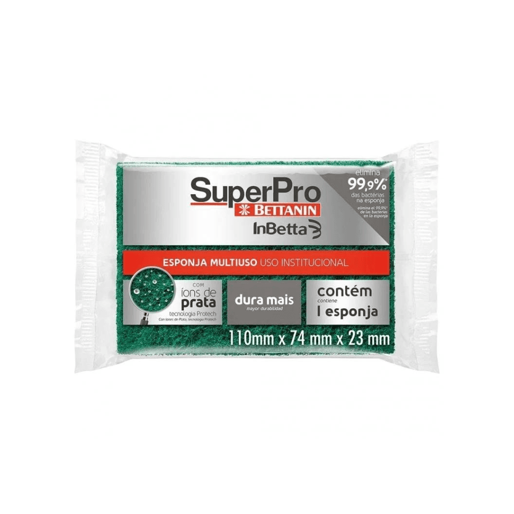 Esponja Dupla Face Multiuso SuperPro Bettanin Unitária 9410. Categoria Acessórios para Limpeza. Subcategoria Esponjas. Marca Super Pro. Quantidade 1. Casa Limpa em São Paulo, Rua Apinajés 1484, Sumaré.