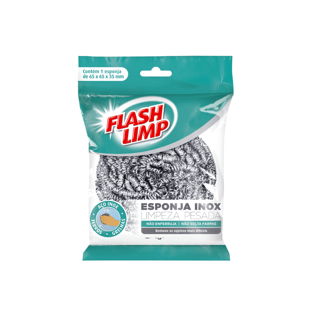 Esponja Inox Limpeza Pesada Flash Limp. Categoria Acessórios para Limpeza. Subcategoria Esponjas. Marca FlashLimp. Quantidade 1. Casa Limpa em São Paulo, Rua Apinajés 1484, Sumaré.