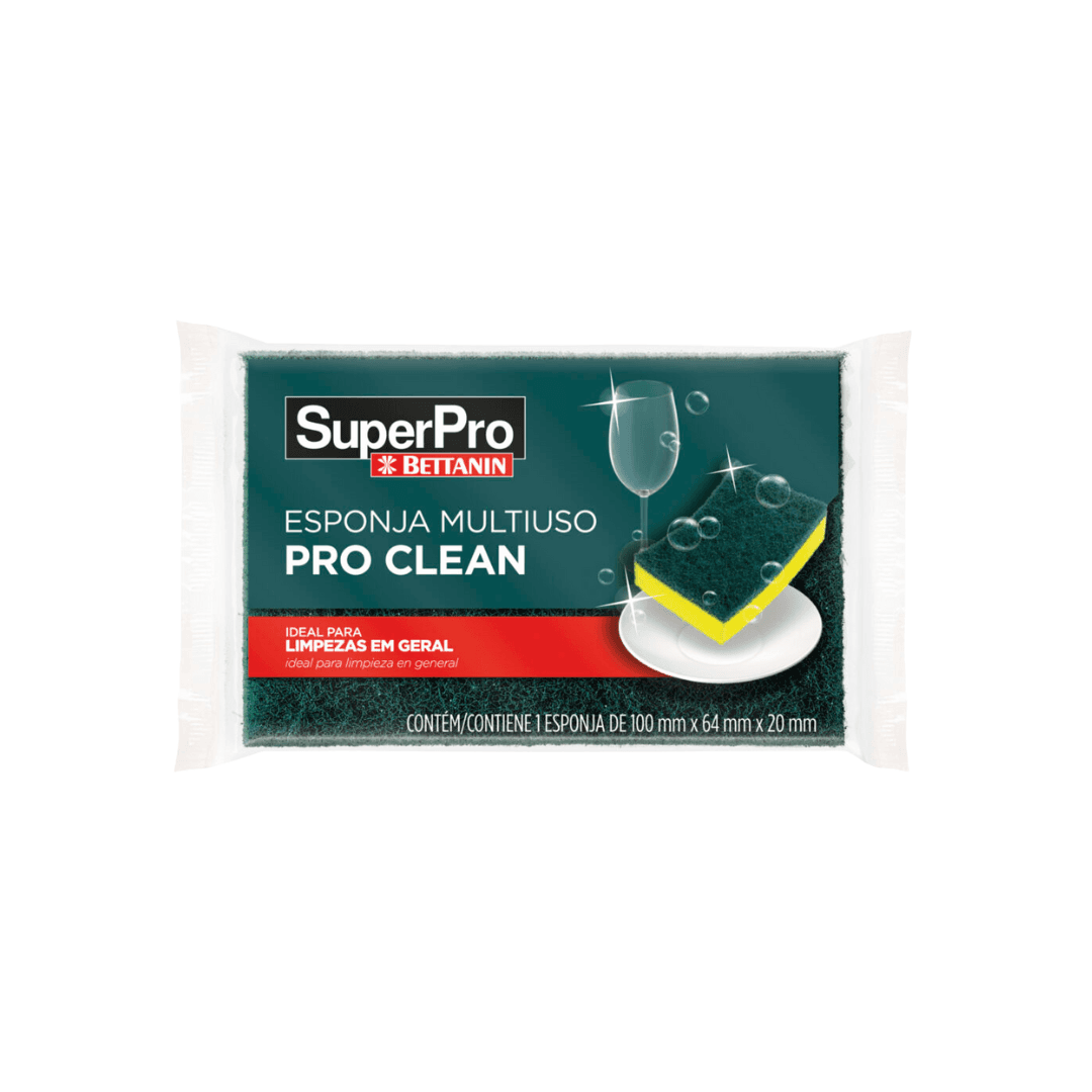 Esponja Multiuso Pro Clean SuperPro Bettanin. Categoria Acessórios para Limpeza. Subcategoria Esponjas. Marca Super Pro. Quantidade 1. Casa Limpa em São Paulo, Rua Apinajés 1484, Sumaré.