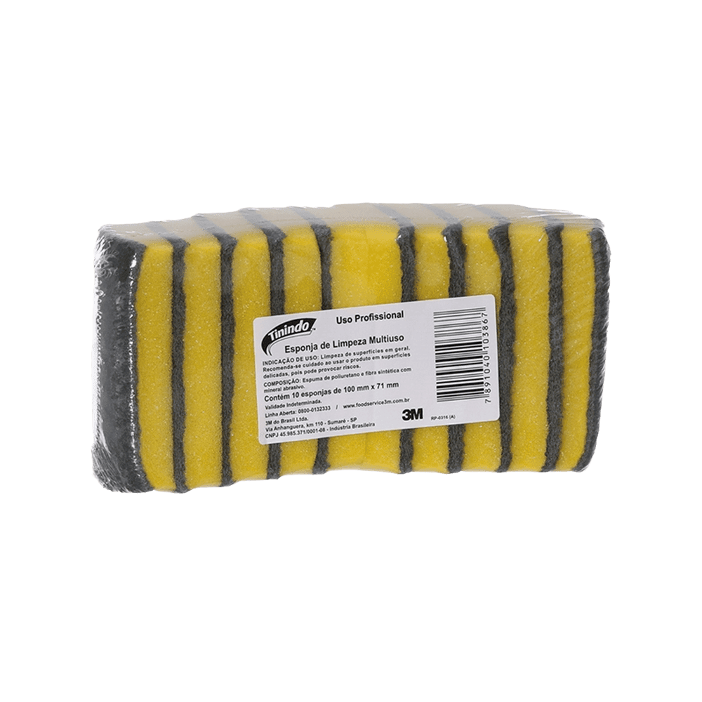 Esponja Multiuso Tinindo 3M com 10 unidades. Categoria Acessórios para Limpeza. Subcategoria Esponjas. Marca 3M. Quantidade 10. Casa Limpa em São Paulo, Rua Apinajés 1484, Sumaré.
