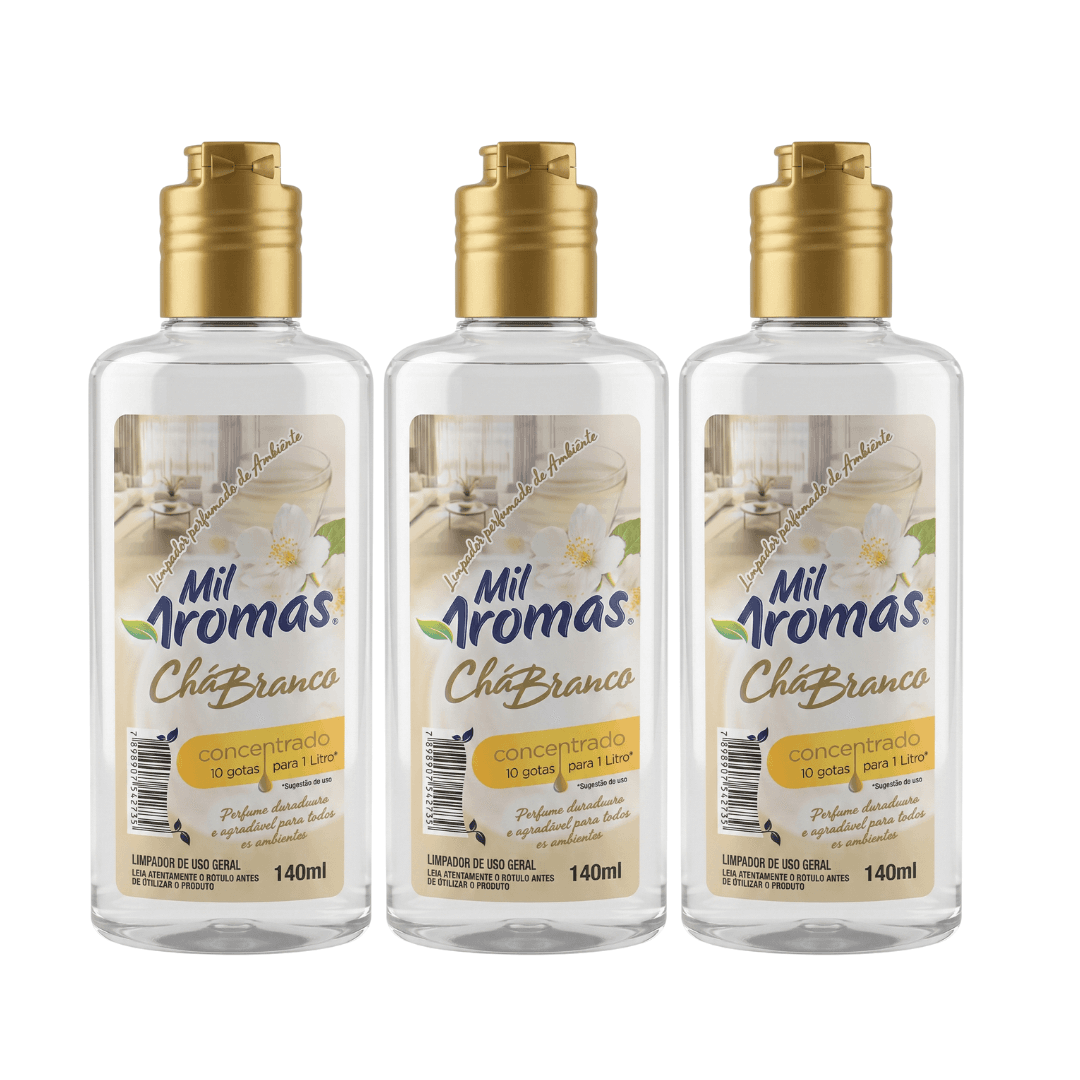 Essência Chá Branco Mil Aromas 140ml. Categoria Produtos de Limpeza. Subcategoria Limpador Perfumado. Marca Mil Aromas. Quantidade 140ml. Casa Limpa em São Paulo, Rua Apinajés 1484, Sumaré.