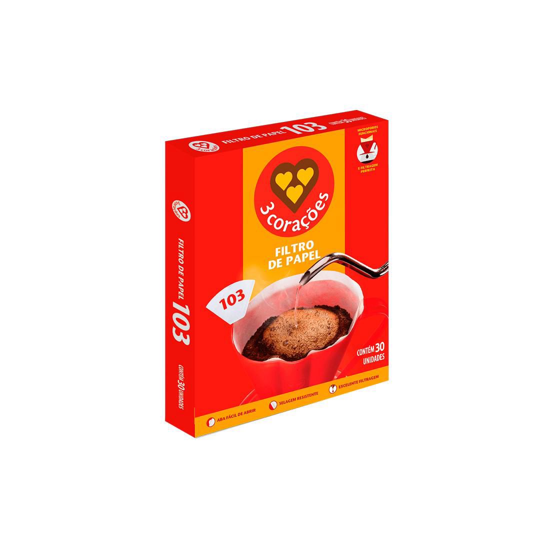 Filtro de Papel 3 Corações 103. Categoria Descartáveis e Embalagens. Subcategoria Filtro de papel. Marca 3 Corações. Quantidade 40 Unidades. Casa Limpa em São Paulo, Rua Apinajés 1484, Sumaré.