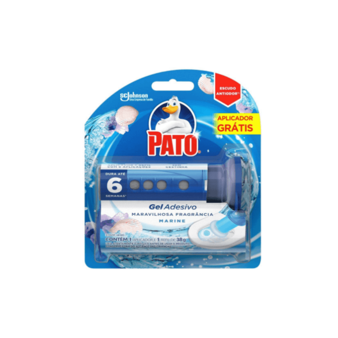 Gel Adesivo Sanitário Marine Pato Aplicador e Refil com 6 aplicações. Categoria Produtos de Limpeza. Subcategoria Limpador Sanitário. Marca Pato. Quantidade 38g. Casa Limpa em São Paulo, Rua Apinajés 1484, Sumaré.
