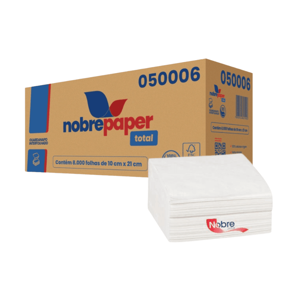 Guardanapo Interfolhado 10,6x21cm folha simples Nobre com 8.000 folhas. Categoria Papéis. Subcategoria Guardanapo. Marca Nobre Paper. Quantidade 20x400. Casa Limpa em São Paulo, Rua Apinajés 1484, Sumaré.