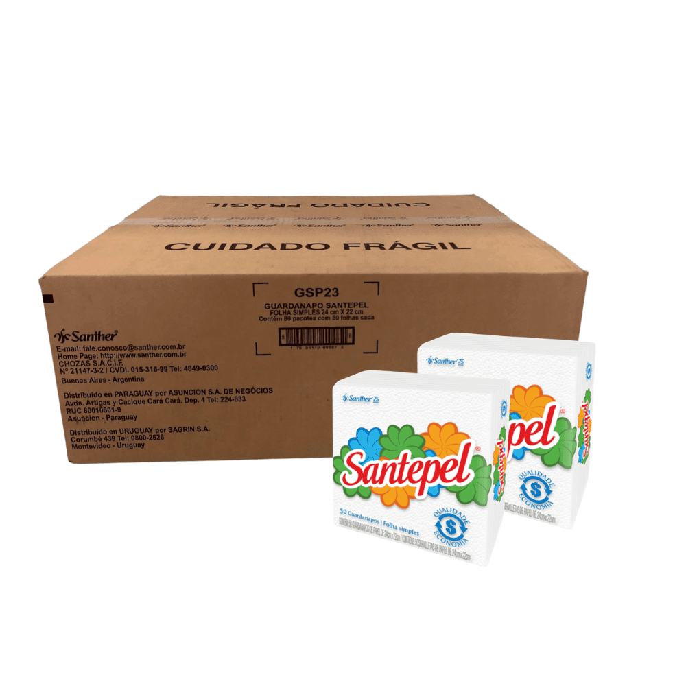 Guardanapo Folha Simples 24x22cm Santepel 4.000 Folhas. Categoria Papéis. Subcategoria Guardanapo. Marca Santepel. Quantidade 4.000 folhas. Casa Limpa em São Paulo, Rua Apinajés 1484, Sumaré.